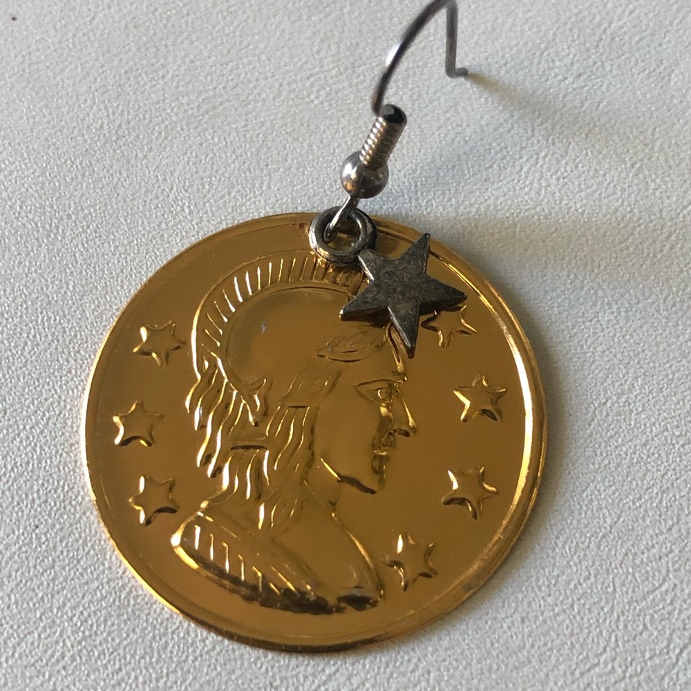 Earrings coin disk lightweight Star dangle - Picture 7 of 12